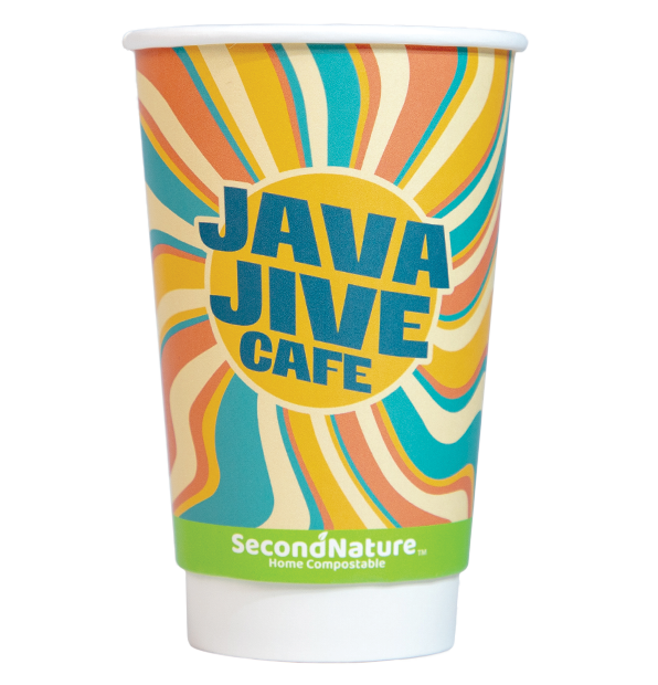 P-CWIC16-PI-1 SecondNature™ 16oz custom home compostable double wall hot cups