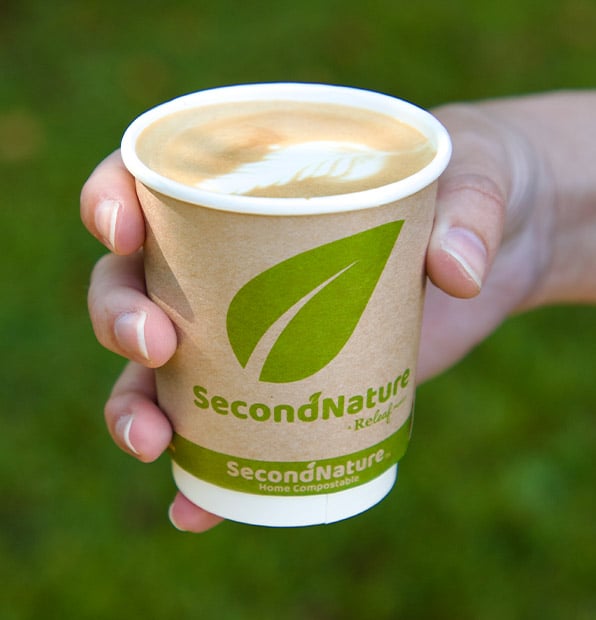 Custom printed compostable kraft 8oz double wall hot cup