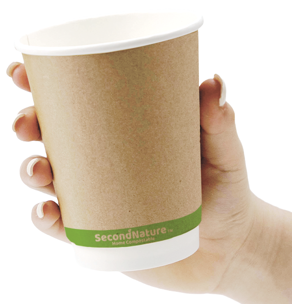 ckic12-pi-2 SecondNature™ 12oz home compostable kraft double wall hot cups