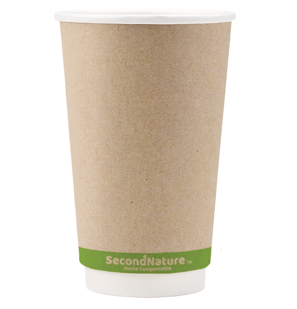 ckic16-pi-1 SecondNature™ 16oz home compostable kraft double wall hot cups