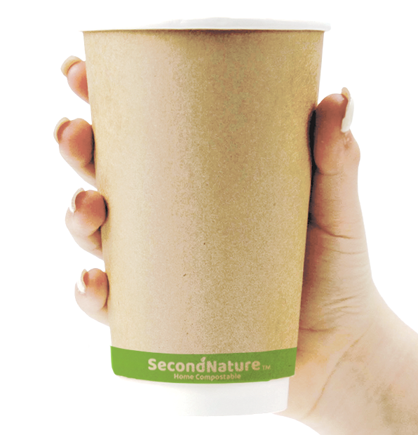 ckic16-pi-2 SecondNature™ 16oz home compostable kraft double wall hot cups