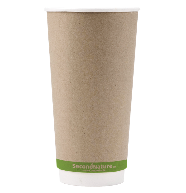 ckic20-pi-1 SecondNature™ 20oz home compostable kraft double wall hot cups