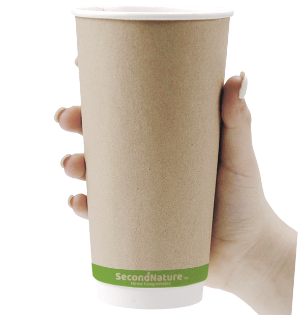 ckic20-pi-2 SecondNature™ 20oz home compostable kraft double wall hot cups