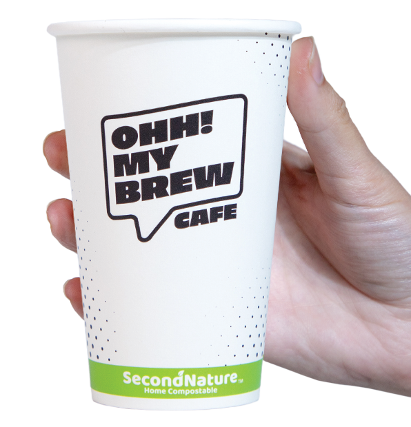 SecondNature™ 16oz custom home compostable hot cups