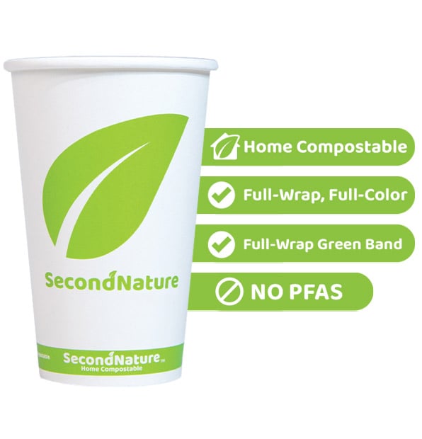 SecondNature™ 16oz custom home compostable hot cups