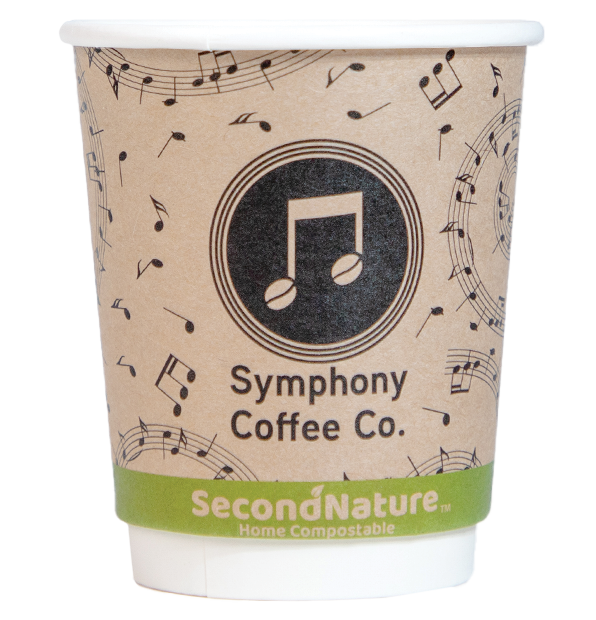SecondNature™ 8oz custom home compostable kraft double wall hot cups