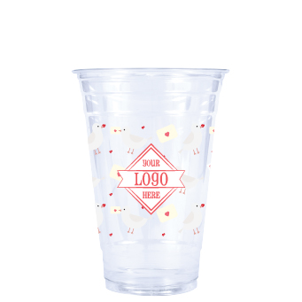 20oz Seasonal Recycled Clear Cold Cup Love Bird Design