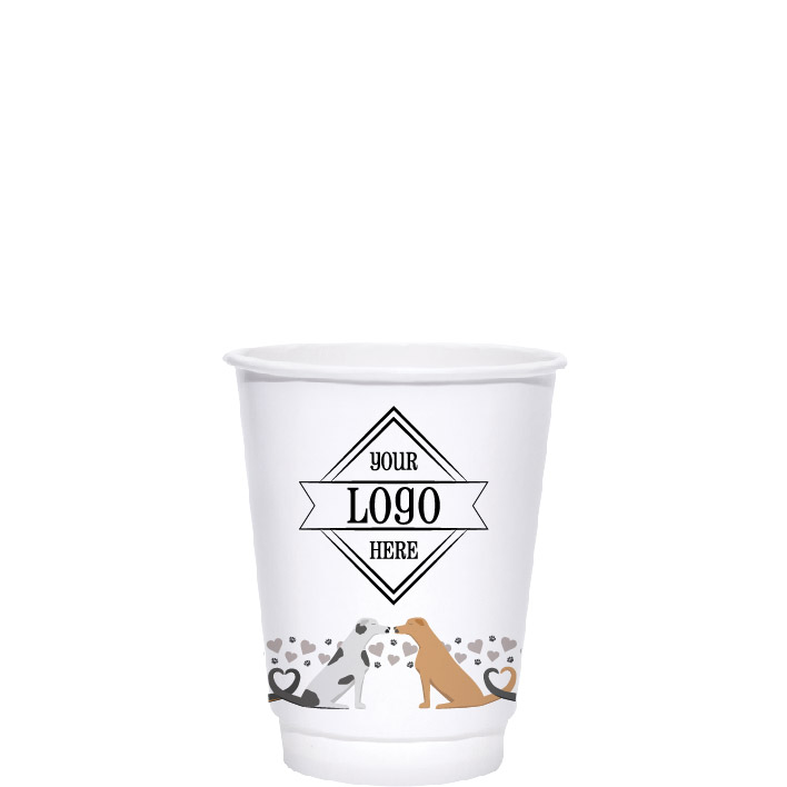 8oz Seasonal Hot Cup Smoochin Pooches Design